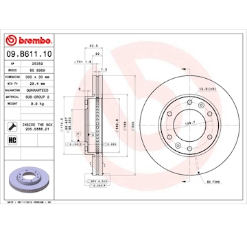 Brzdový kotouč BREMBO 09.B611.10