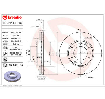 Brzdový kotouč BREMBO 09.B611.1G