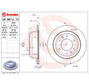 Brzdový kotouč BREMBO 09.B612.10