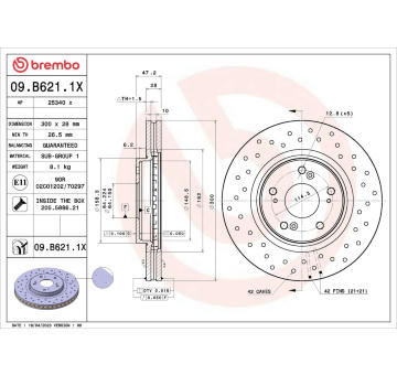 Brzdový kotouč BREMBO 09.B621.1X