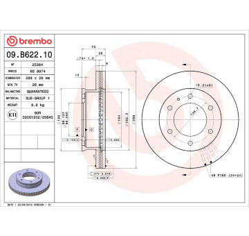 Brzdový kotouč BREMBO 09.B622.10