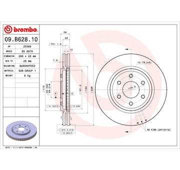 Brzdový kotouč BREMBO 09.B628.10