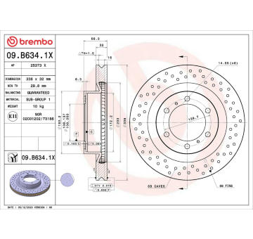 Brzdový kotouč BREMBO 09.B634.1X