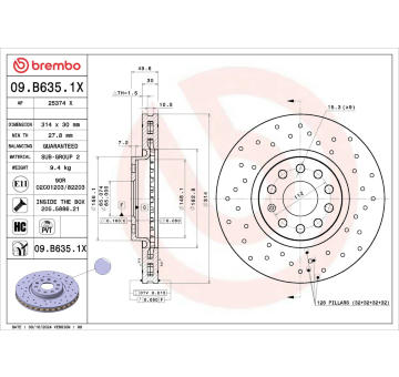 Brzdový kotúč BREMBO 09.B635.1X