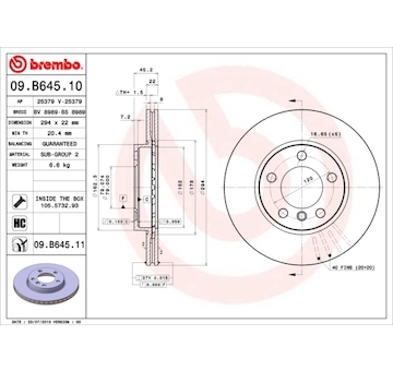 Brzdový kotouč BREMBO 09.B645.11