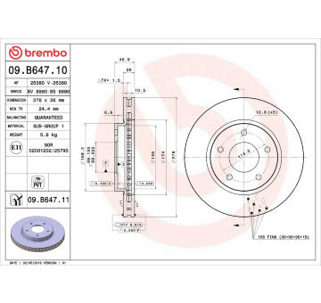 Brzdový kotouč BREMBO 09.B647.10