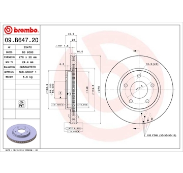 Brzdový kotouč BREMBO 09.B647.21