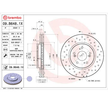 Brzdový kotouč BREMBO 09.B648.1X