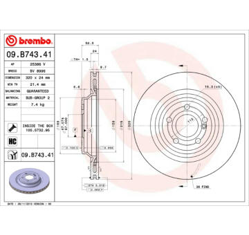 Brzdový kotouč BREMBO 09.B743.41