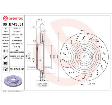 Brzdový kotouč BREMBO 09.B743.51