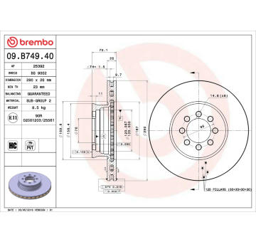 Brzdový kotouč BREMBO 09.B749.40