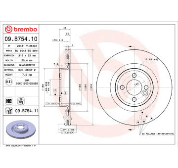 Brzdový kotouč BREMBO 09.B754.11