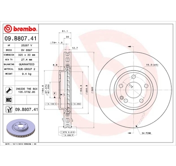 Brzdový kotouč BREMBO 09.B807.41