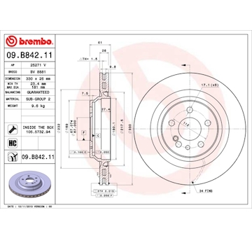 Brzdový kotouč BREMBO 09.B842.11