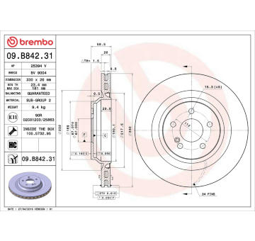 Brzdový kotúč BREMBO 09.B842.31