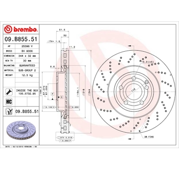 Brzdový kotouč BREMBO 09.B855.51