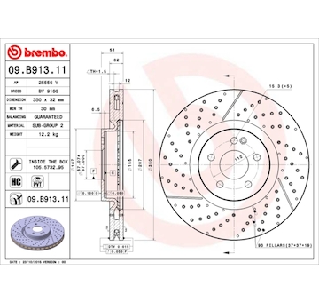 Brzdový kotouč BREMBO 09.B913.11