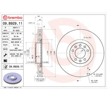 Brzdový kotouč BREMBO 09.B929.11