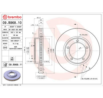 Brzdový kotouč BREMBO 09.B968.10