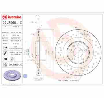 Brzdový kotouč BREMBO 09.B969.1X