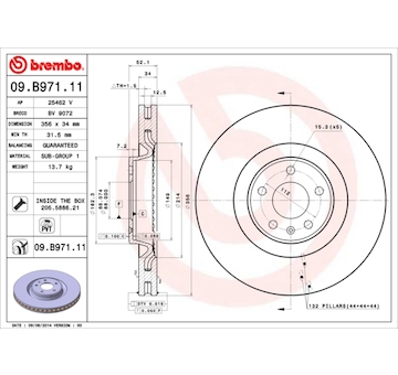 Brzdový kotouč BREMBO 09.B971.11