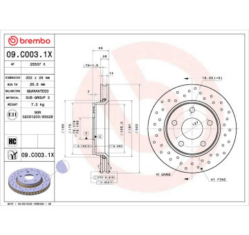Brzdový kotúč BREMBO 09.C003.1X
