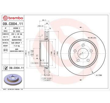 Brzdový kotouč BREMBO 09.C004.11