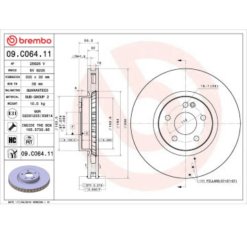 Brzdový kotouč BREMBO 09.C064.11