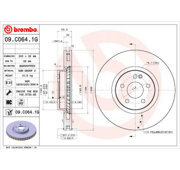 Brzdový kotouč BREMBO 09.C064.1G