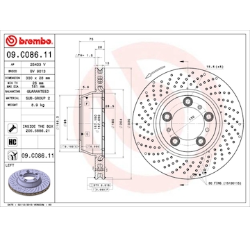 Brzdový kotouč BREMBO 09.C086.11