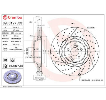 Brzdový kotouč BREMBO 09.C127.33