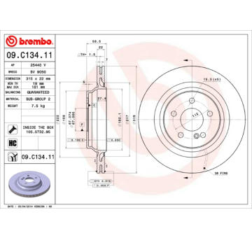 Brzdový kotouč BREMBO 09.C134.11