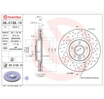 Brzdový kotouč BREMBO 09.C138.1X