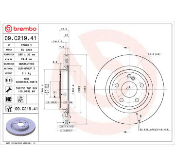 Brzdový kotúč BREMBO 09.C219.41