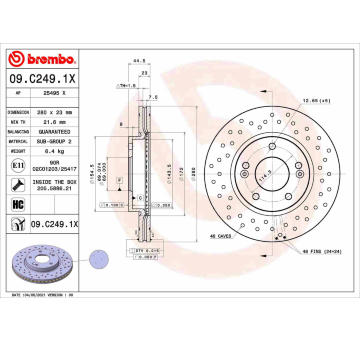 Brzdový kotouč BREMBO 09.C249.1X