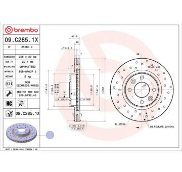 Brzdový kotouč BREMBO 09.C285.1X