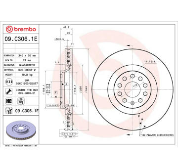 Brzdový kotúč BREMBO 09.C306.1E