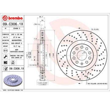 Brzdový kotouč BREMBO 09.C306.1X