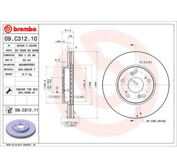 Brzdový kotouč BREMBO 09.C312.11