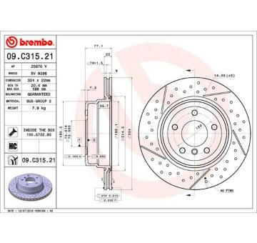 Brzdový kotouč BREMBO 09.C315.21