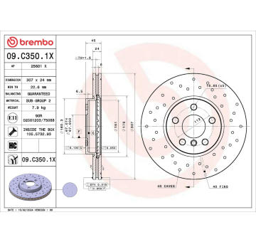 Brzdový kotouč BREMBO 09.C350.1X