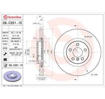 Brzdový kotúč BREMBO 09.C351.1E