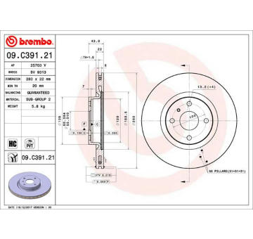 Brzdový kotouč BREMBO 09.C391.21