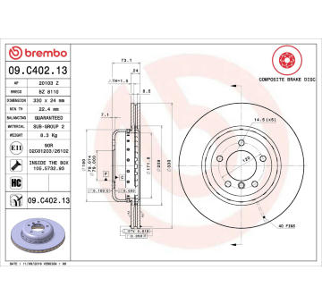 Brzdový kotouč BREMBO 09.C402.13