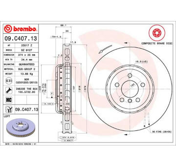 Brzdový kotouč BREMBO 09.C407.13