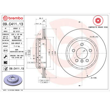 Brzdový kotouč BREMBO 09.C411.13