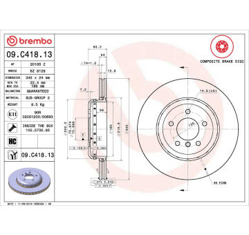 Brzdový kotouč BREMBO 09.C418.13