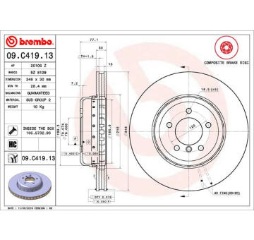 Brzdový kotouč BREMBO 09.C419.13