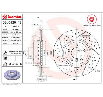 Brzdový kotouč BREMBO 09.C420.13