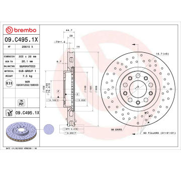 Brzdový kotouč BREMBO 09.C495.1X